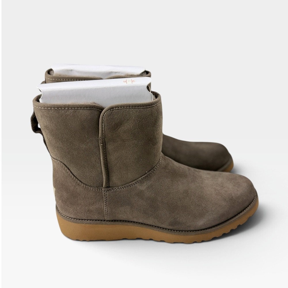 UGG Kristin Ankle Boots 1012497 Womens Size 11 Slate Suede Shearling Wedge NEW
